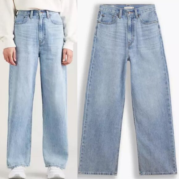 Levi’s Premium High Loose Wide Leg Denim Jeans 28 Let’s Stay In Hemp Blend $108 - Picture 1 of 16